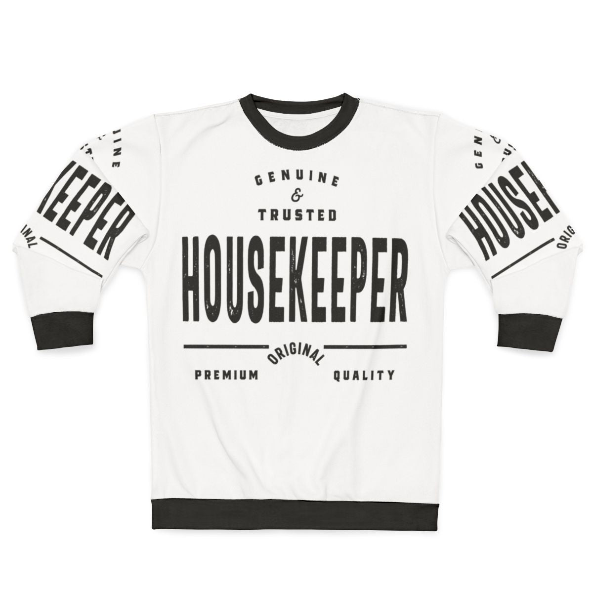 Housekeeper wearing a comfortable and practical sweatshirt for work