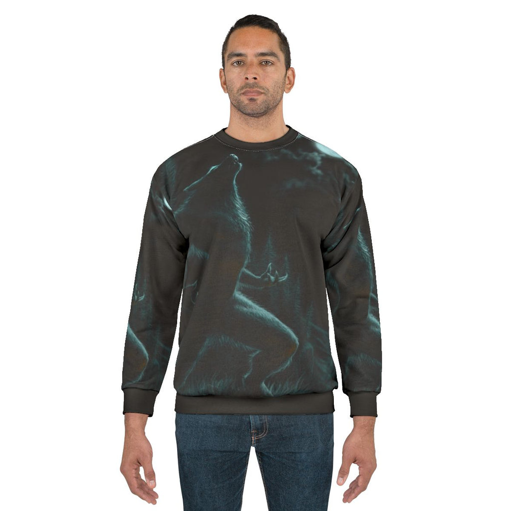 Howl of the Werewolf Sweatshirt featuring a werewolf howling at the full moon