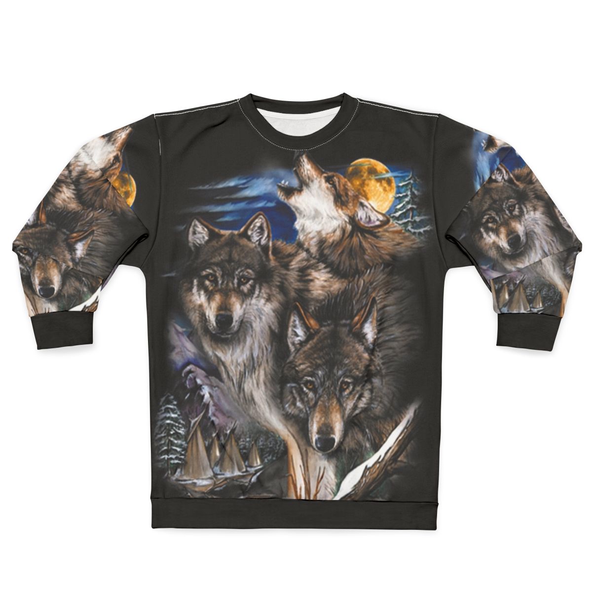 Howling Wolves In Full Moon Sweatshirt