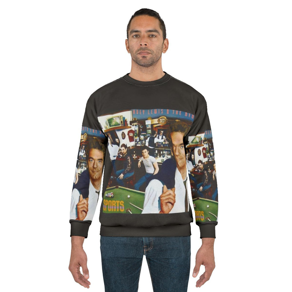 Retro Huey Lewis and the News Sweatshirt with 80s Music Vector Art