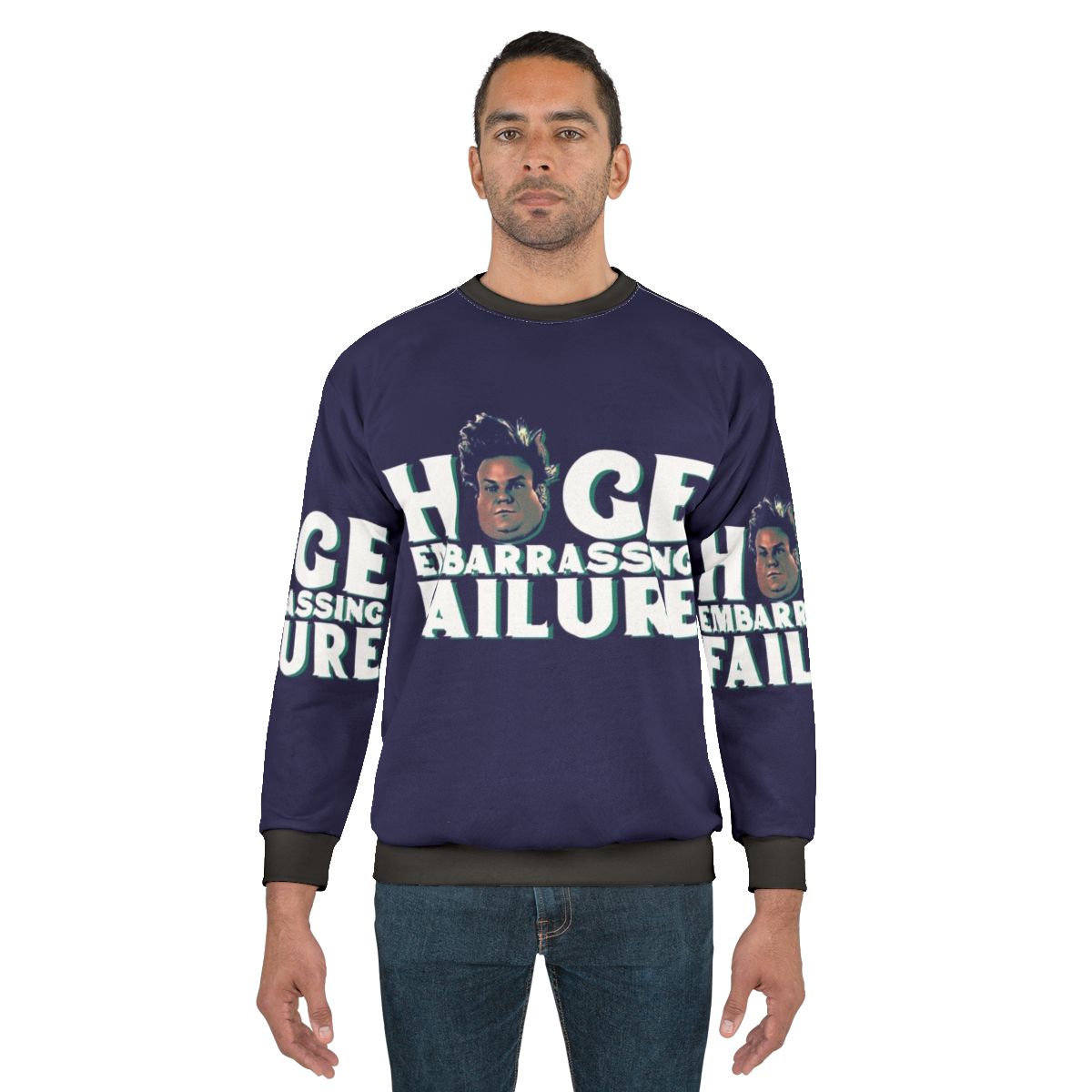 Oversized 90s sweatshirt featuring Chris Farley's iconic "lovable idiot" character