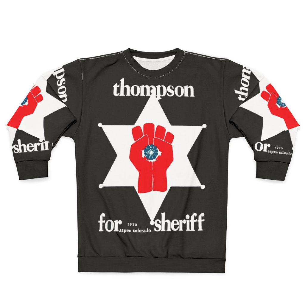 Hunter S. Thompson inspired sheriff sweatshirt with gonzo and psychedelic design