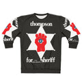 Hunter S. Thompson inspired sheriff sweatshirt with gonzo and psychedelic design
