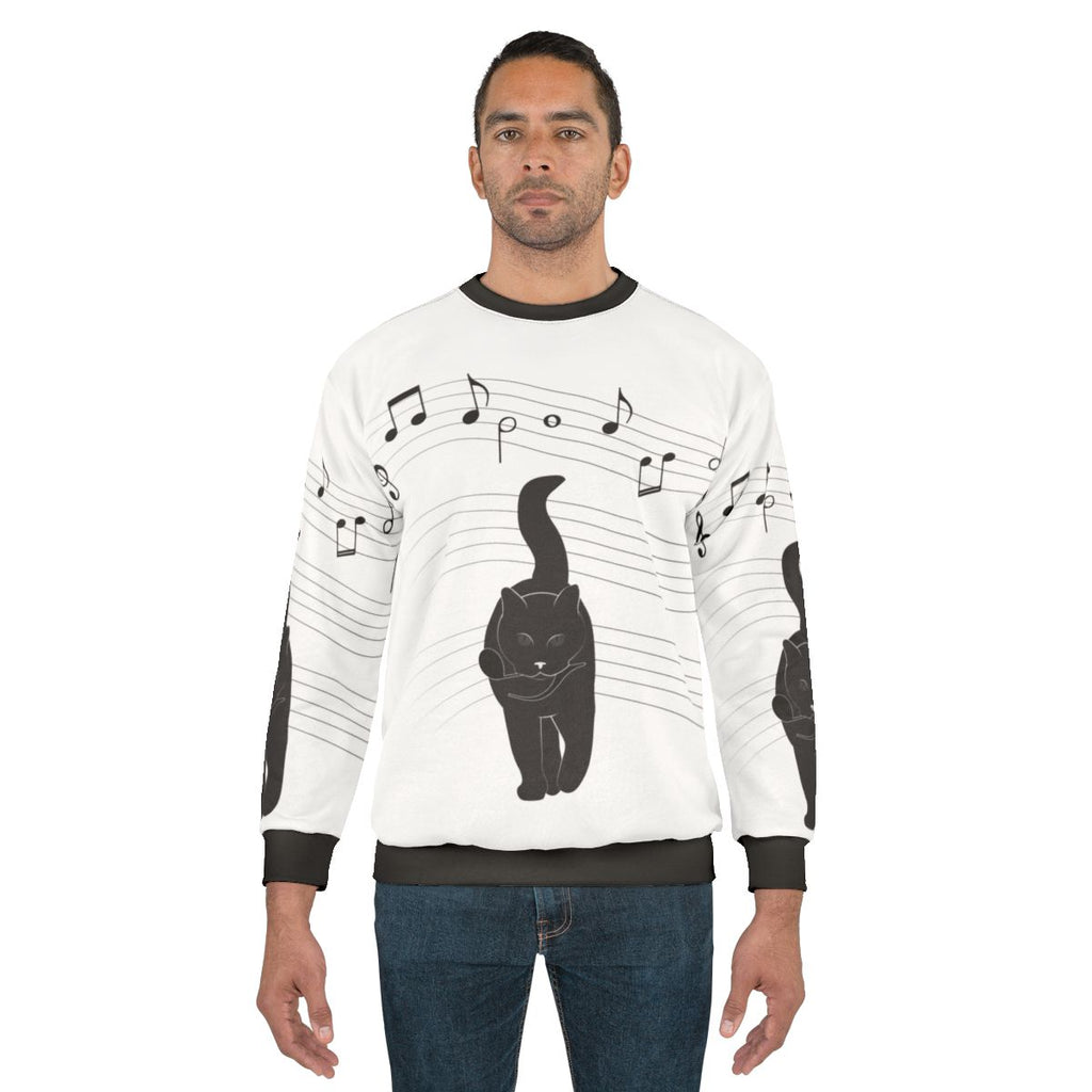 Hunter Sweatshirt with Music Notes and Cats