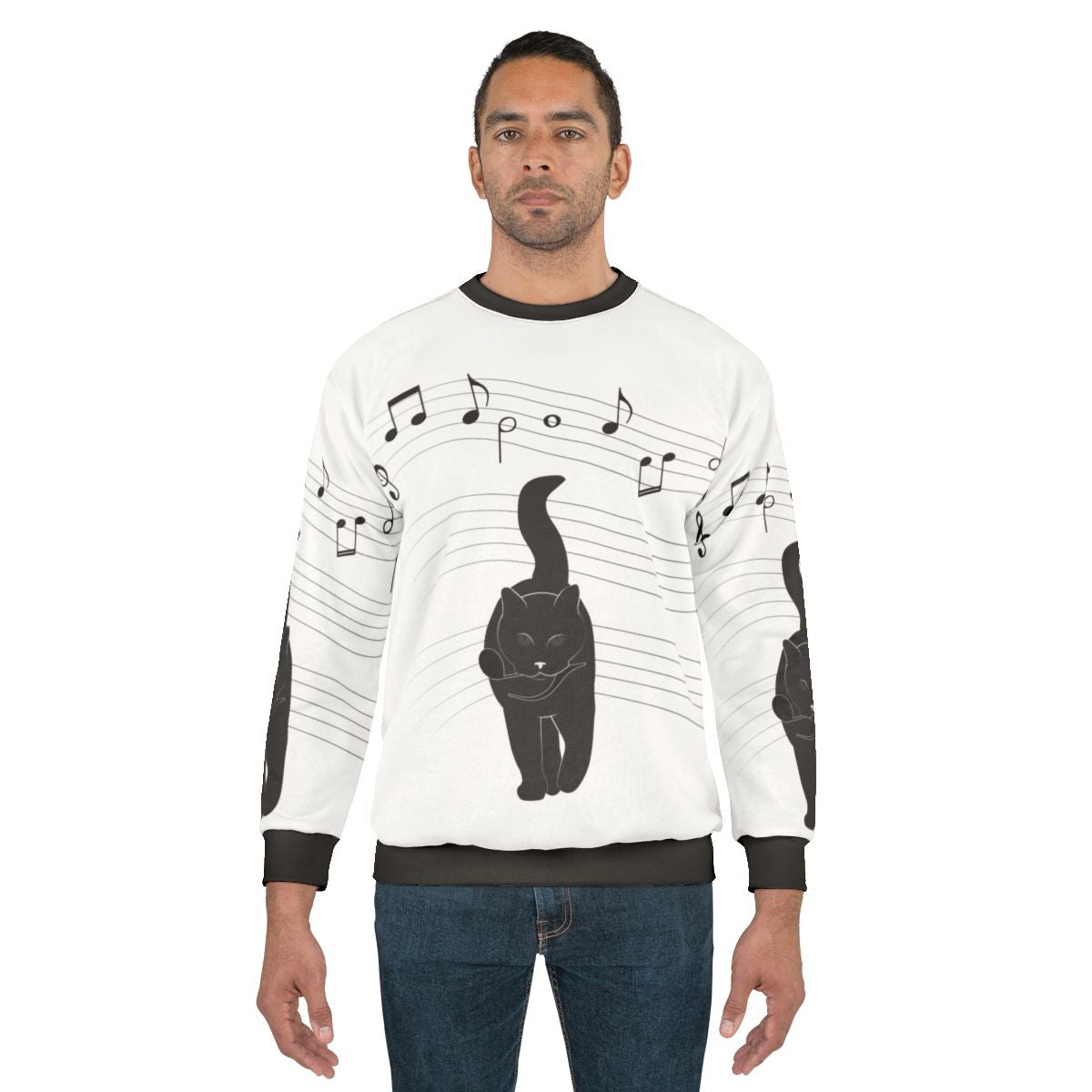 Hunter Sweatshirt with Music Notes and Cats