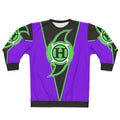 Purple sweatshirt with hurricane wrestler graphic