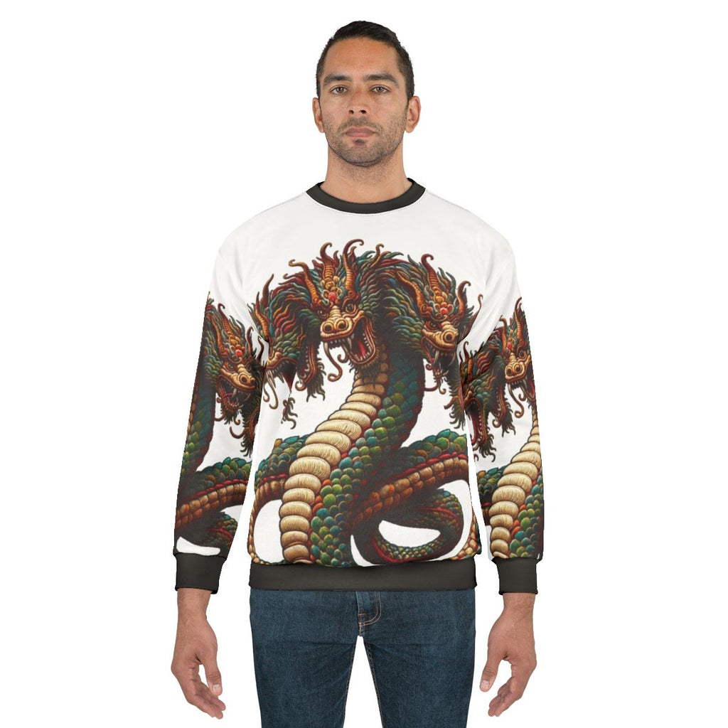 Embroidered hydra sweatshirt with fantasy mythological design