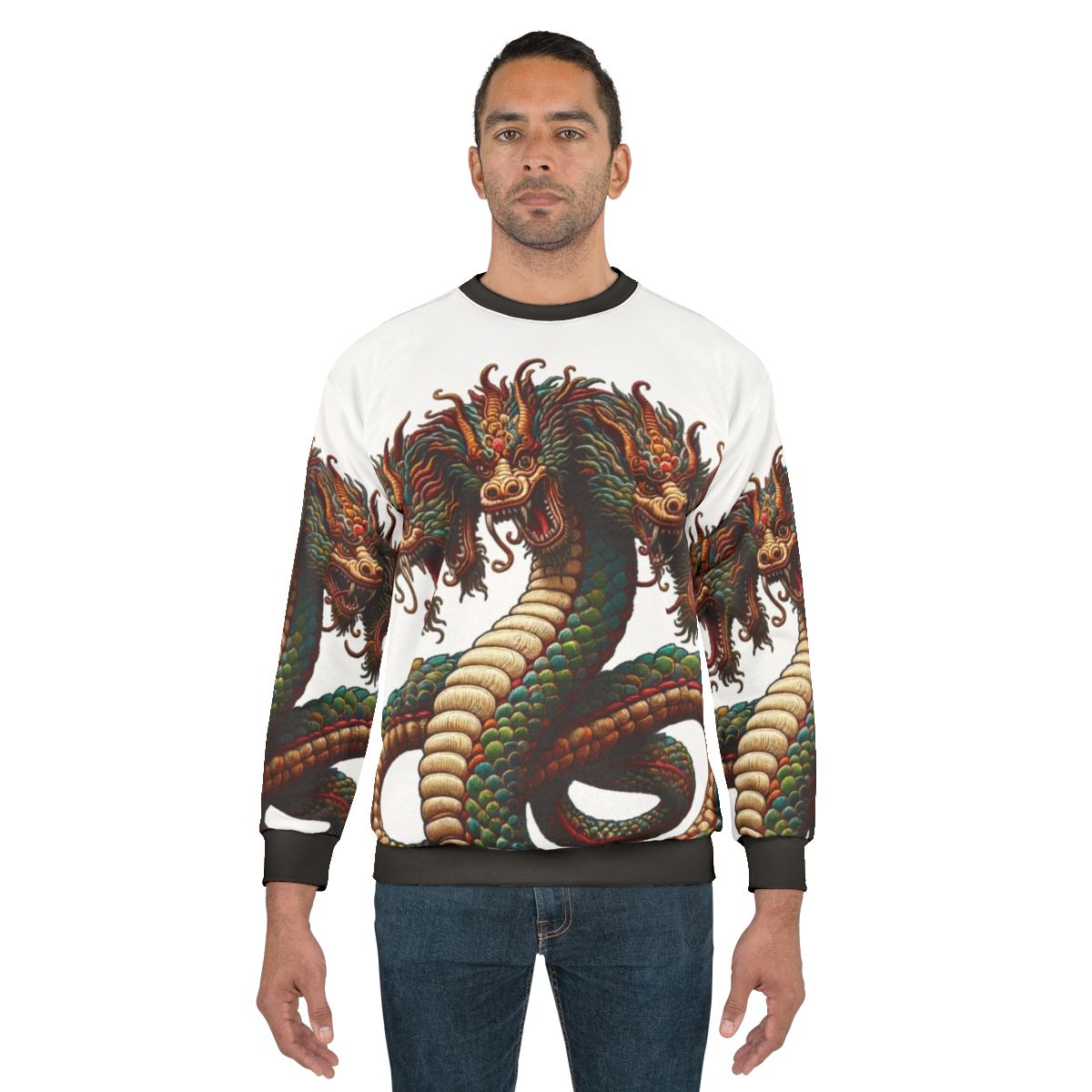 Embroidered hydra sweatshirt with fantasy mythological design