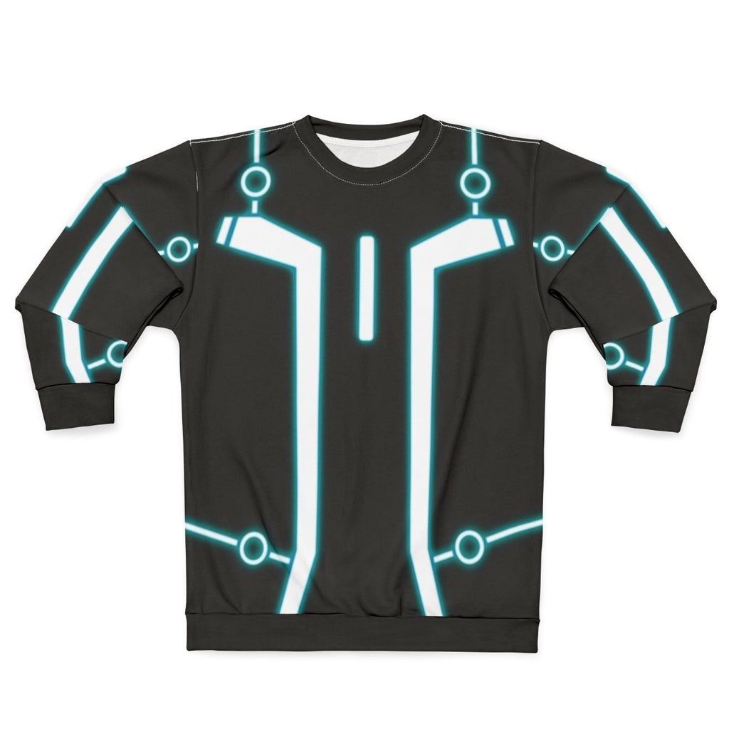 Nerdy geeky programmer sweatshirt with glowing tech design