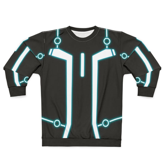 Nerdy geeky programmer sweatshirt with glowing tech design