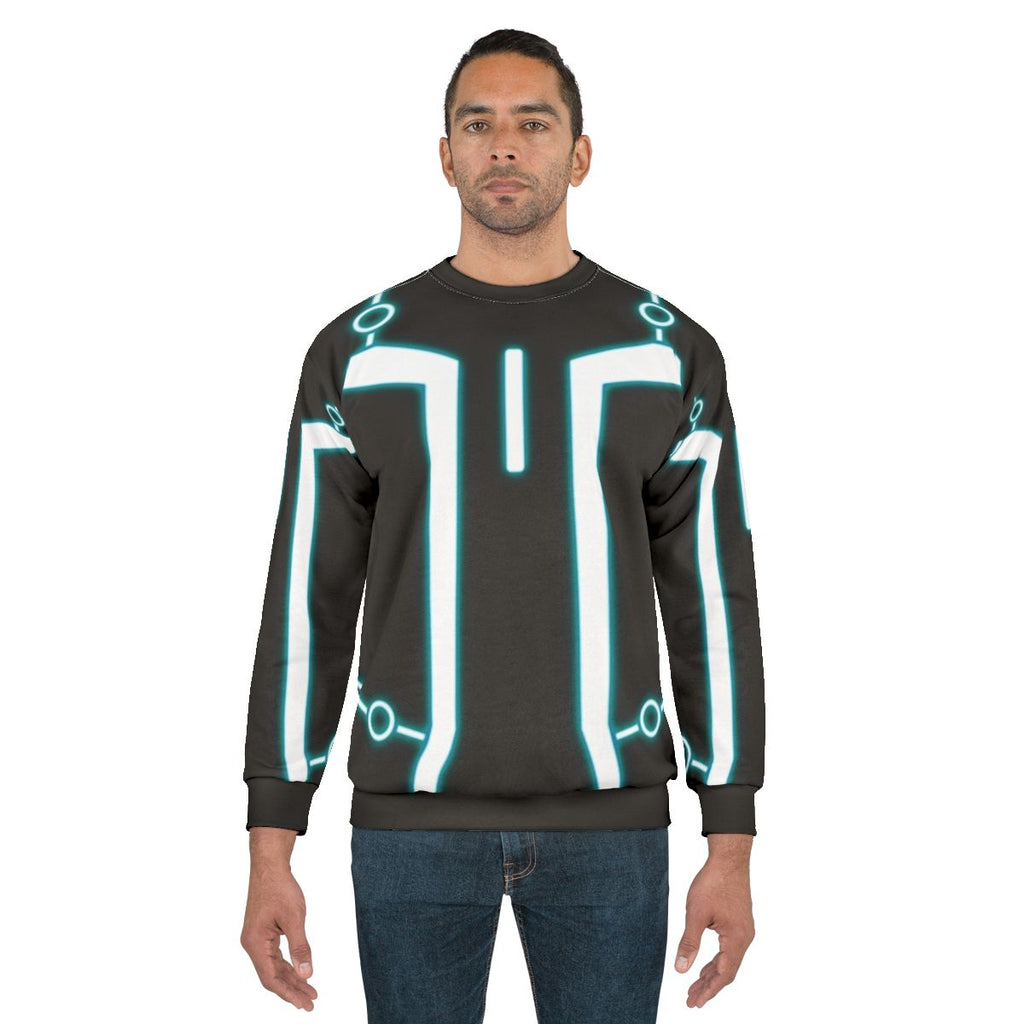Nerdy geeky programmer sweatshirt with glowing tech design