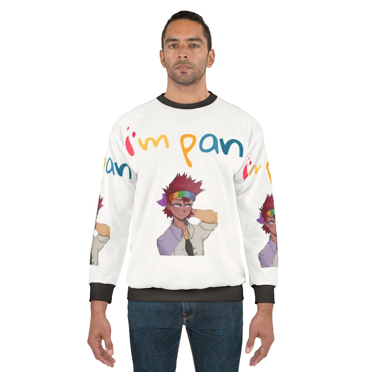 I Am Pan Sweatshirt featuring the pan pride flag
