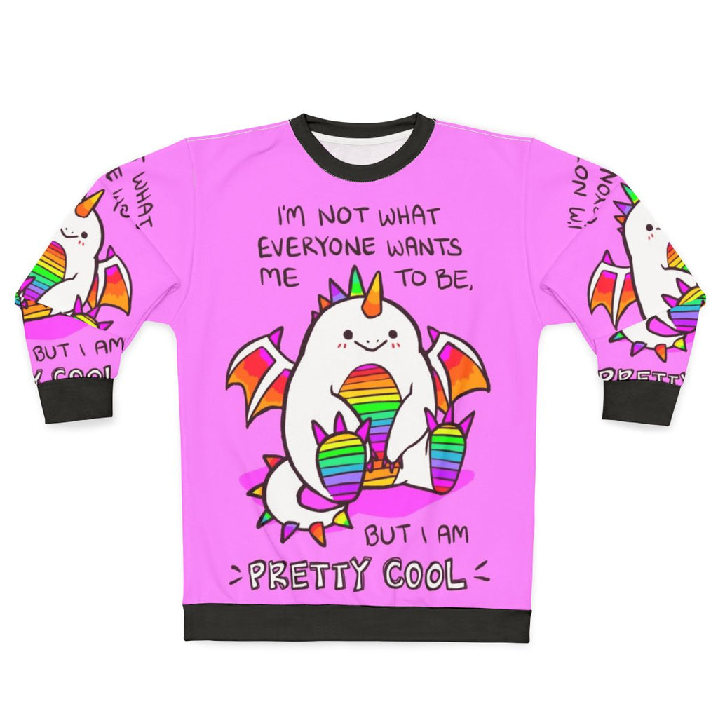 "Mental Health Awareness Rainbow Dragon Sweatshirt with Uplifting Self-Love Design"