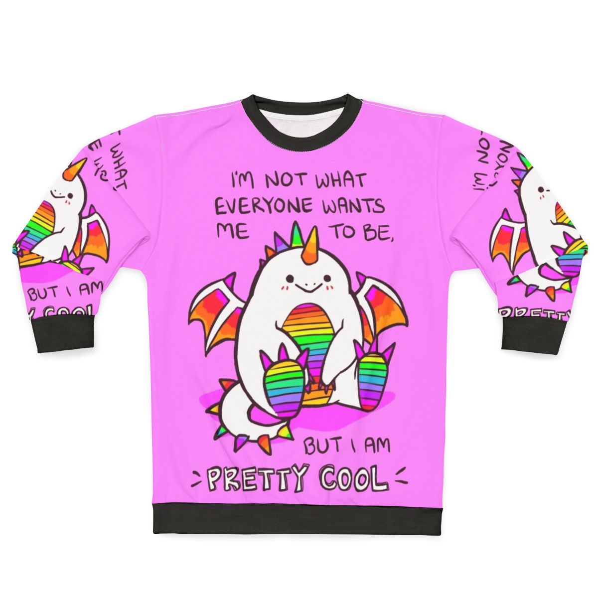 "Mental Health Awareness Rainbow Dragon Sweatshirt with Uplifting Self-Love Design"