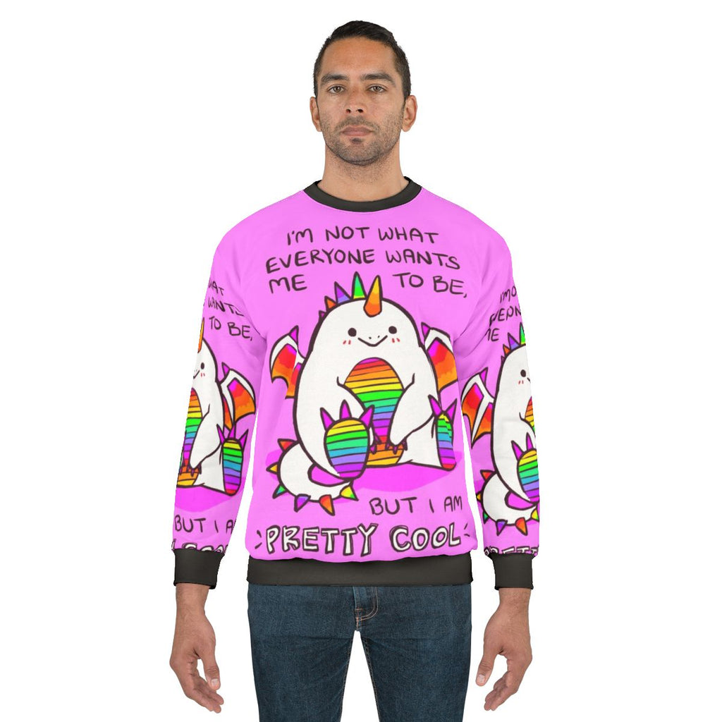 "Mental Health Awareness Rainbow Dragon Sweatshirt with Uplifting Self-Love Design"
