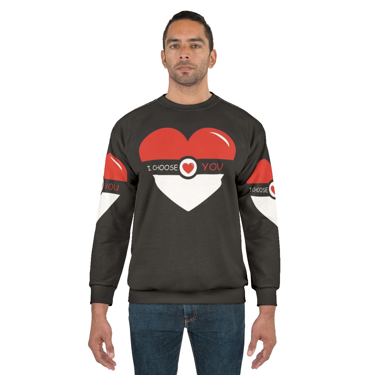 I Choose You Pokemon Valentines Day Sweatshirt with Pokeball Design