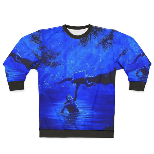 Astronaut sweatshirt with surreal nature design