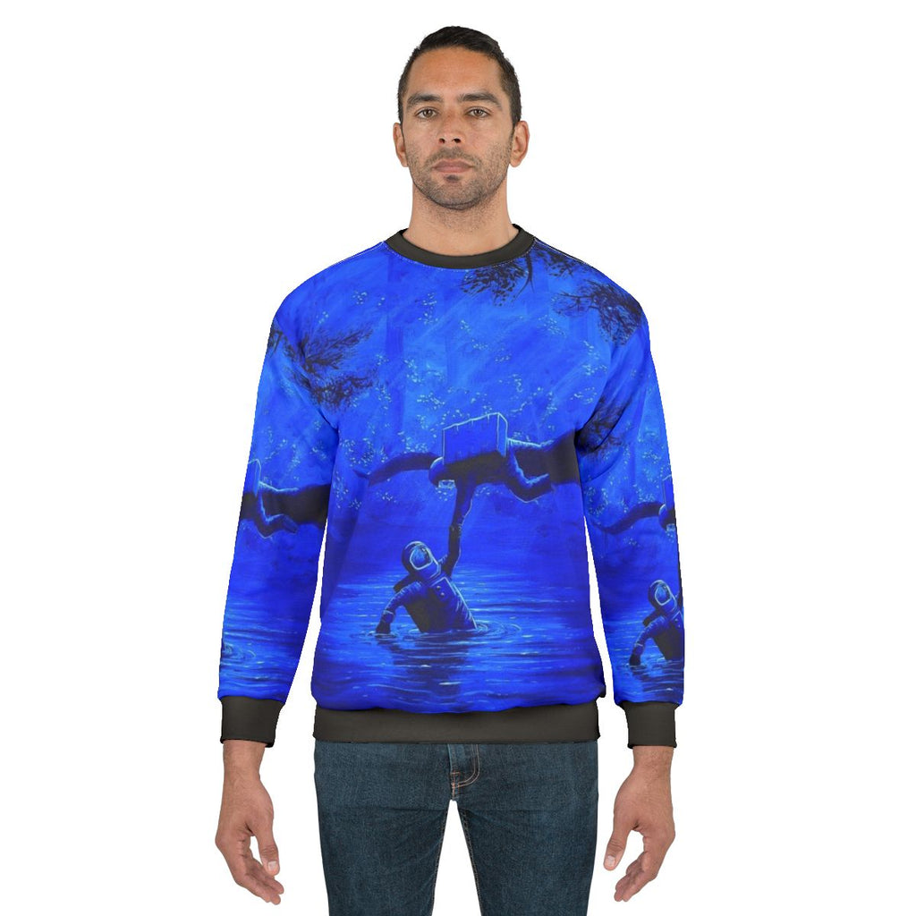 Astronaut sweatshirt with surreal nature design