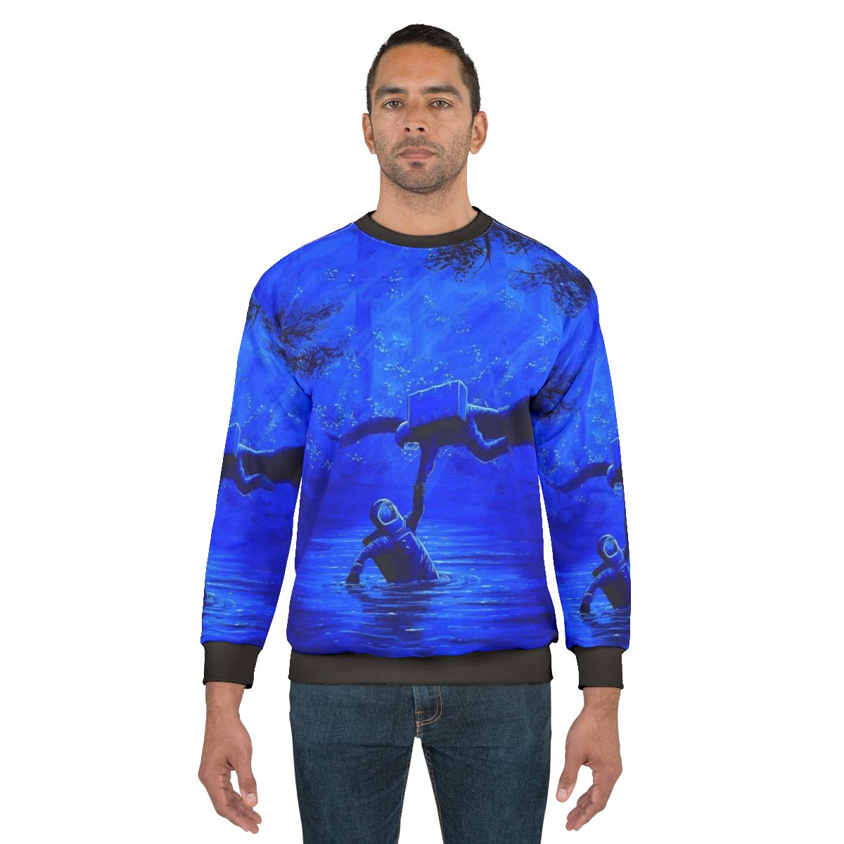 Astronaut sweatshirt with surreal nature design