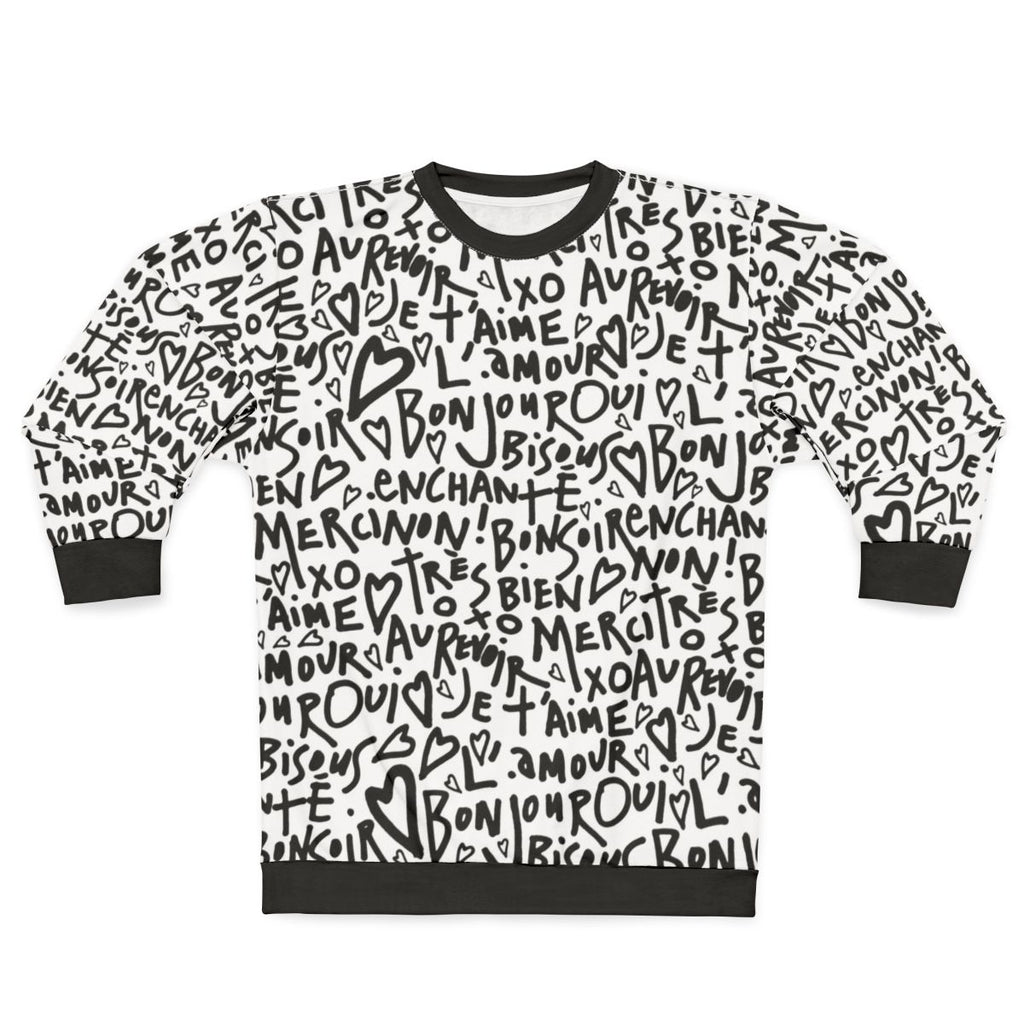 French sweatshirt with hand-drawn "I Love You" design