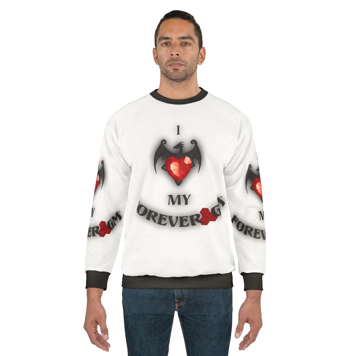 Fantasy sweatshirt with dungeon master and dragons design