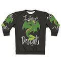 "I Love Dragons" Sweatshirt featuring a green dragon