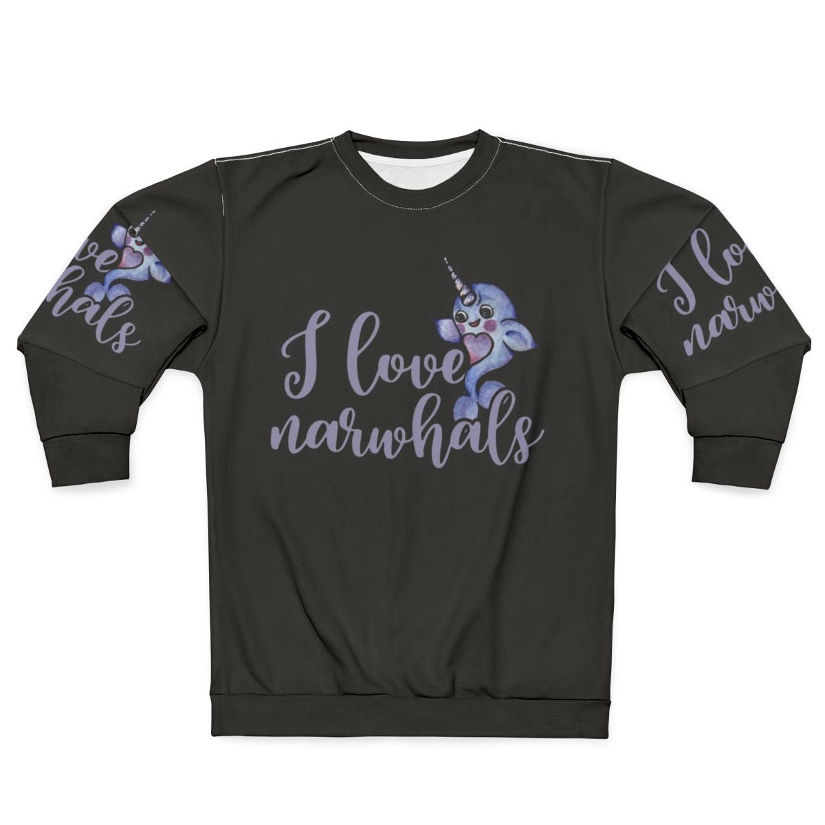 Adorable I Love Narwhals Purple and Pink Sweatshirt