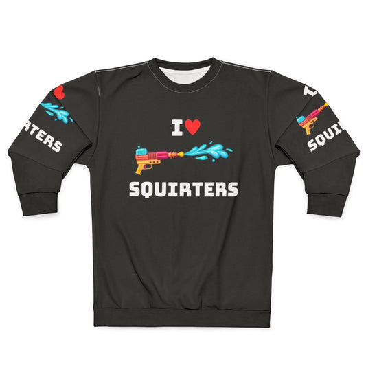 Cute squirrel lover's sweatshirt with "I Love Squirters" text