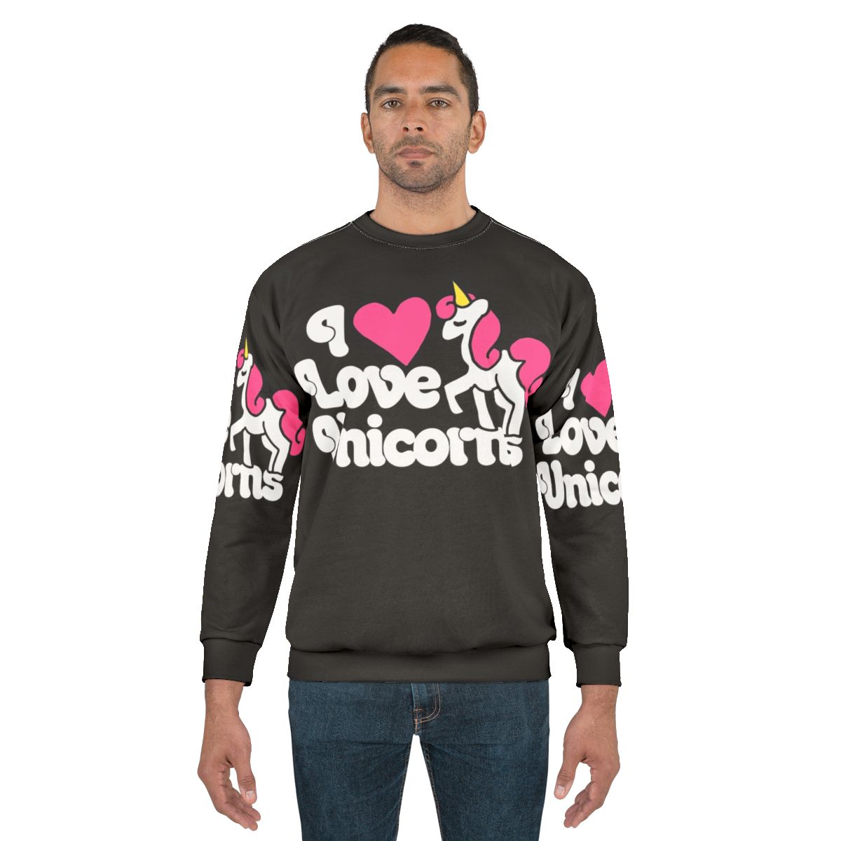 Cozy pink unicorn sweatshirt with "I Love Unicorns" text