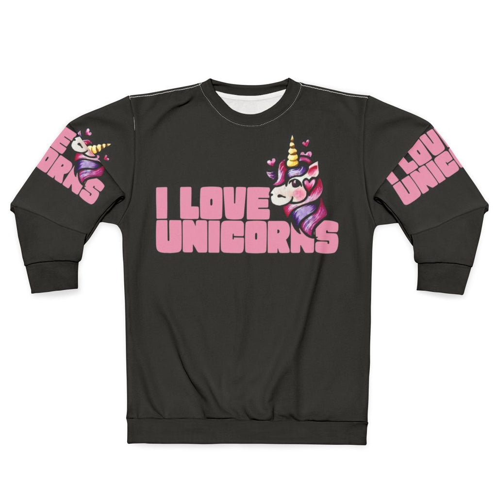 Cozy unicorn sweatshirt with hearts and retro design