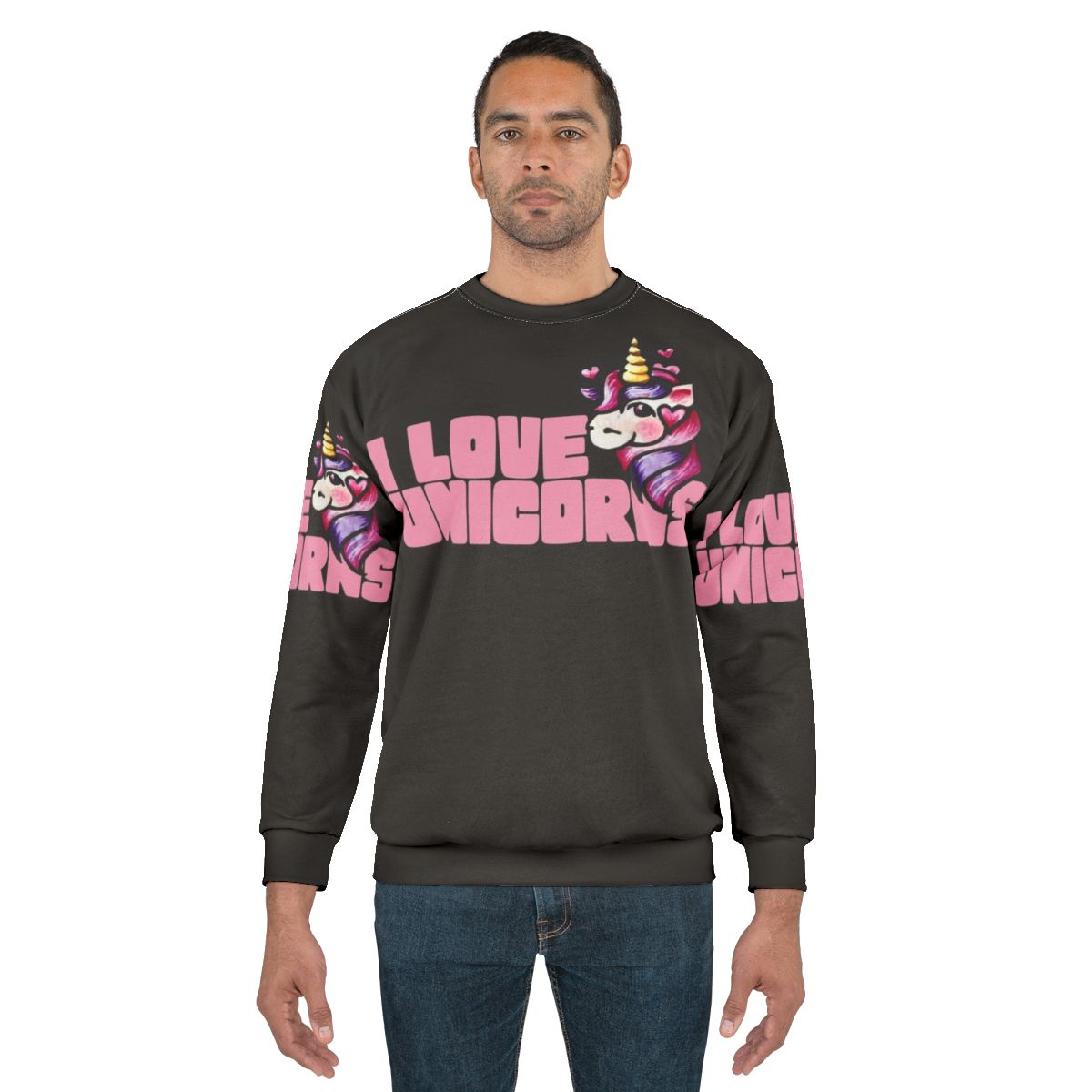 Cozy unicorn sweatshirt with hearts and retro design