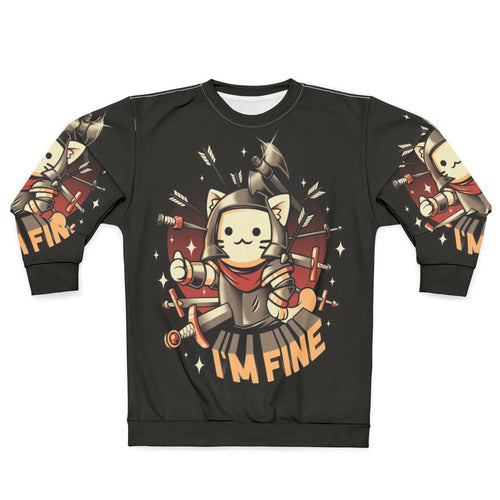 "I'm Fine Cat Sweatshirt - Medieval Knight Inspired Cute Kawaii Apparel"
