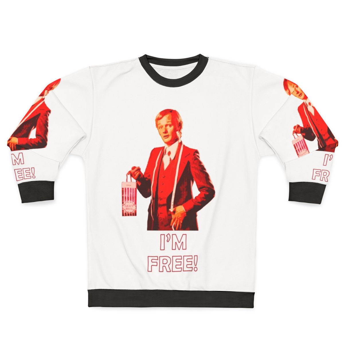 "I'm Free" LGBTQ-inspired sweatshirt with "Are You Being Served" theme