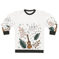 Ukulele sweatshirt with nature-inspired doodle design