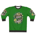 Floral and Coffee Inspired Green Sweatshirt
