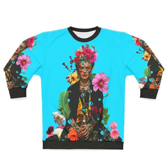 Frida Kahlo inspired sweatshirt with collage art and feminist message