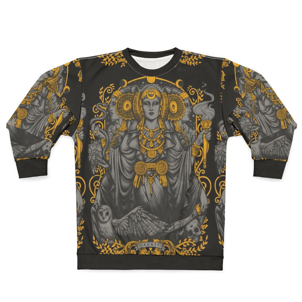 Iberian Hecate Gray Sweatshirt with Occult and Gothic Inspired Designs