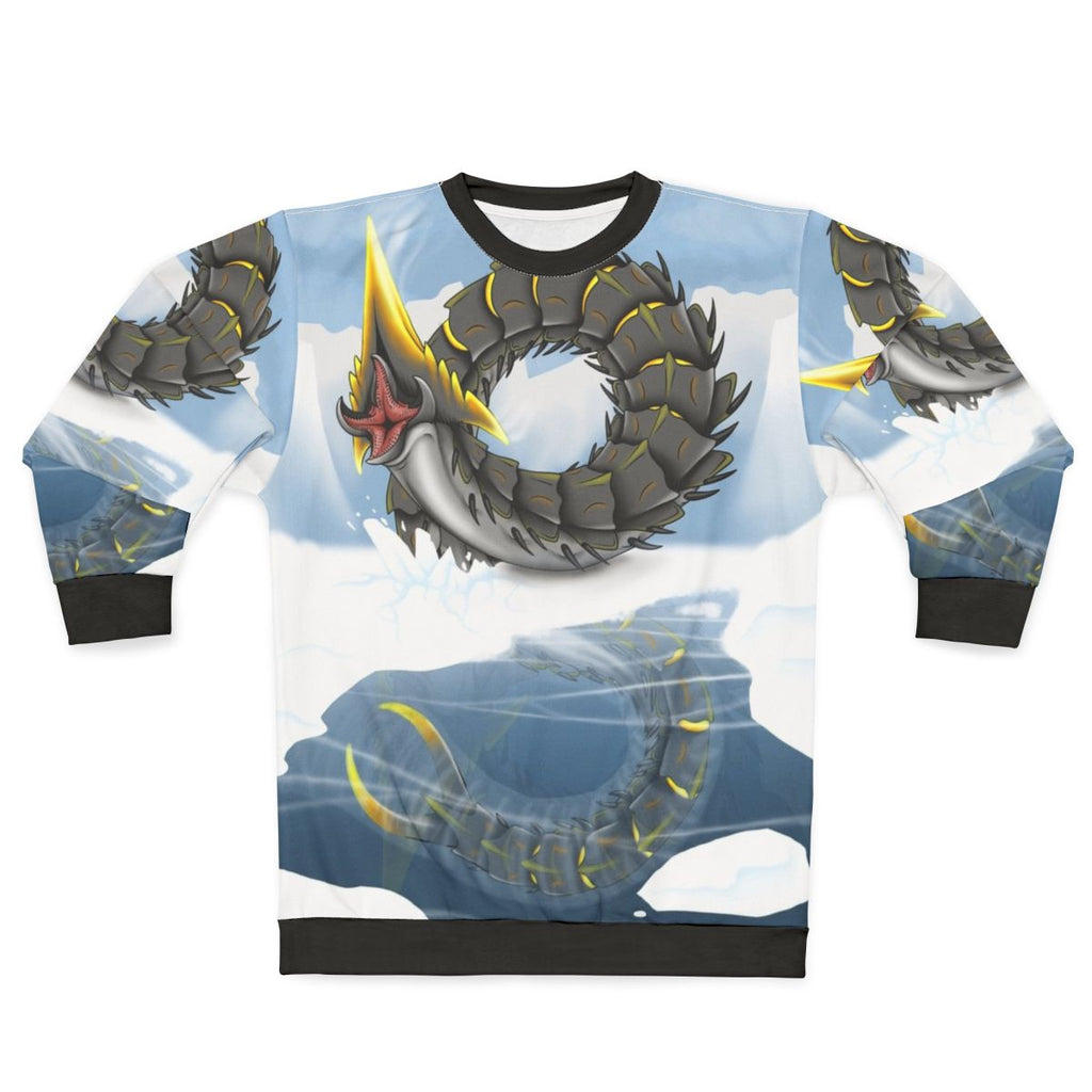 Ice worm from the Subnautica video game printed on a cozy sweatshirt