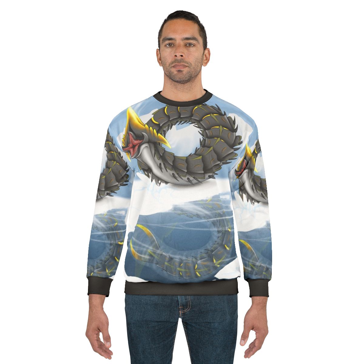 Ice worm from the Subnautica video game printed on a cozy sweatshirt