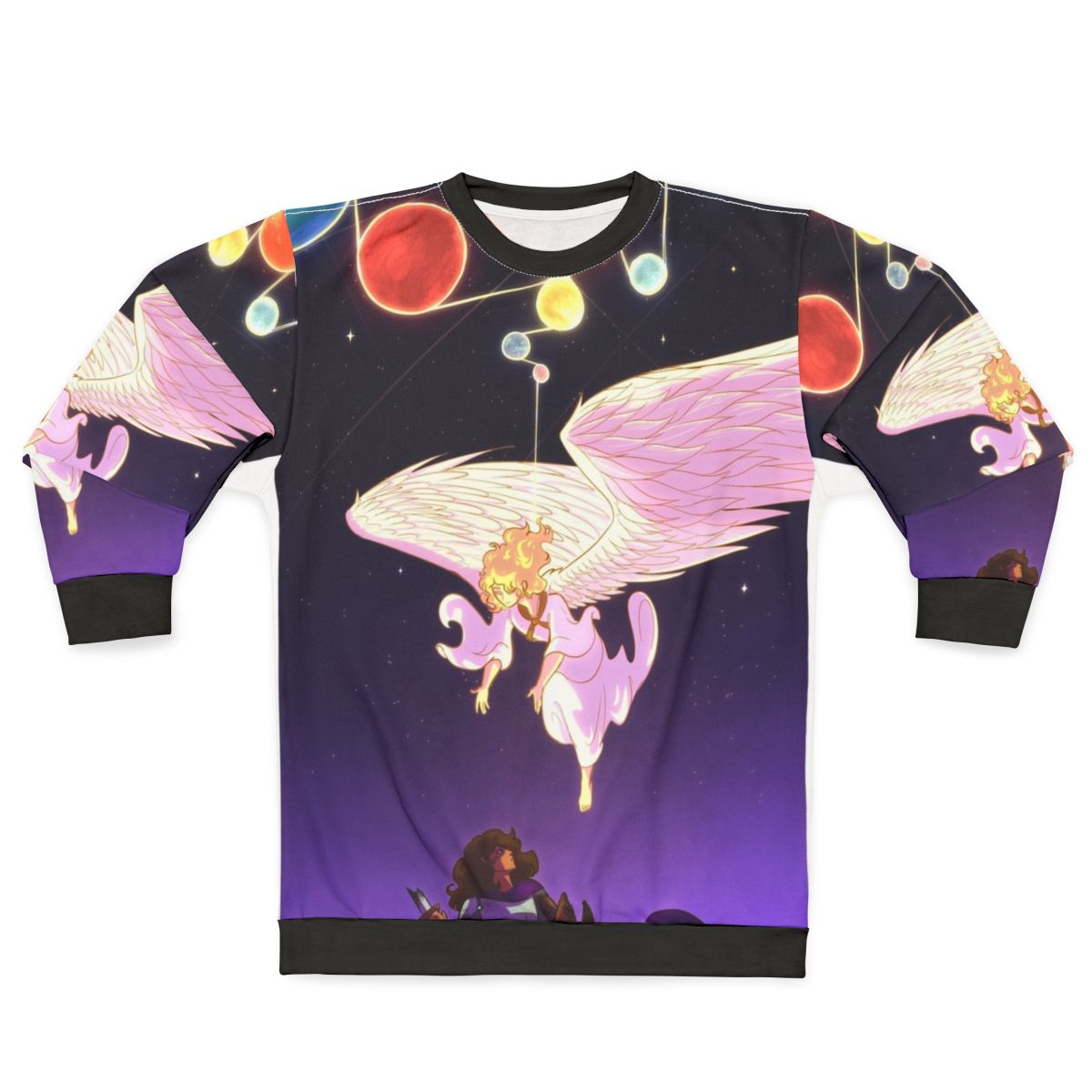 Illustration of God From The Machine design on a sweatshirt