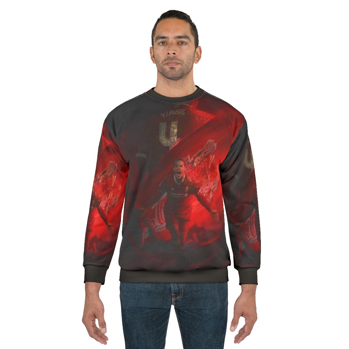 Illustration of Virgil Van Dijk on a Sweatshirt