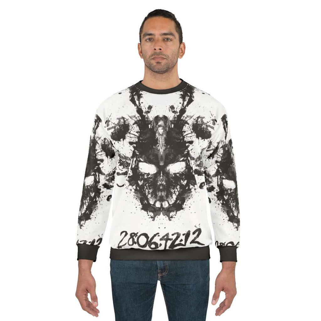 Donnie Darko inspired sweatshirt with imaginary inkblot graphic design