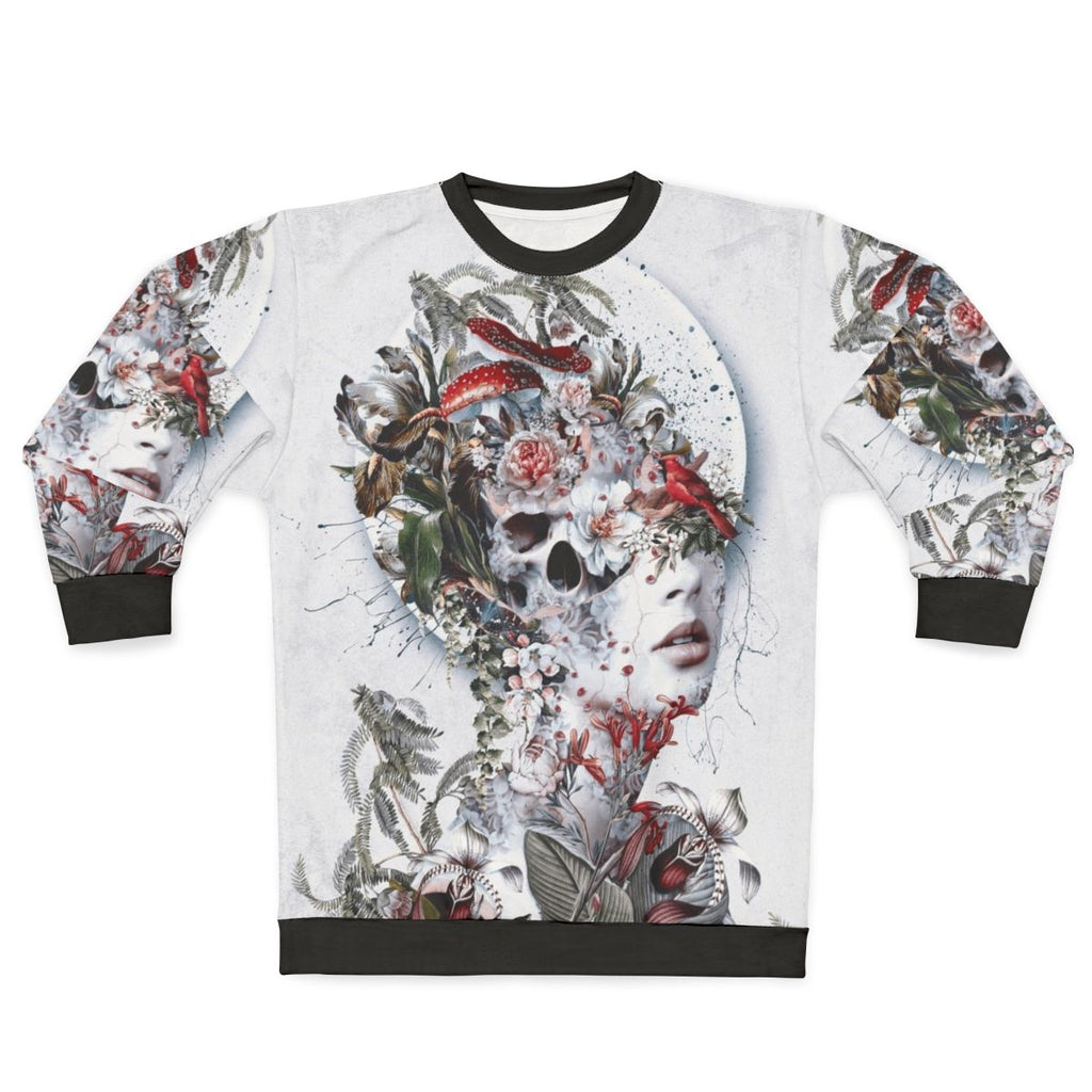 Immortal fantasy sweatshirt with surreal skull and floral design