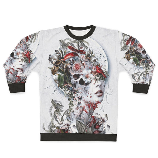Immortal fantasy sweatshirt with surreal skull and floral design