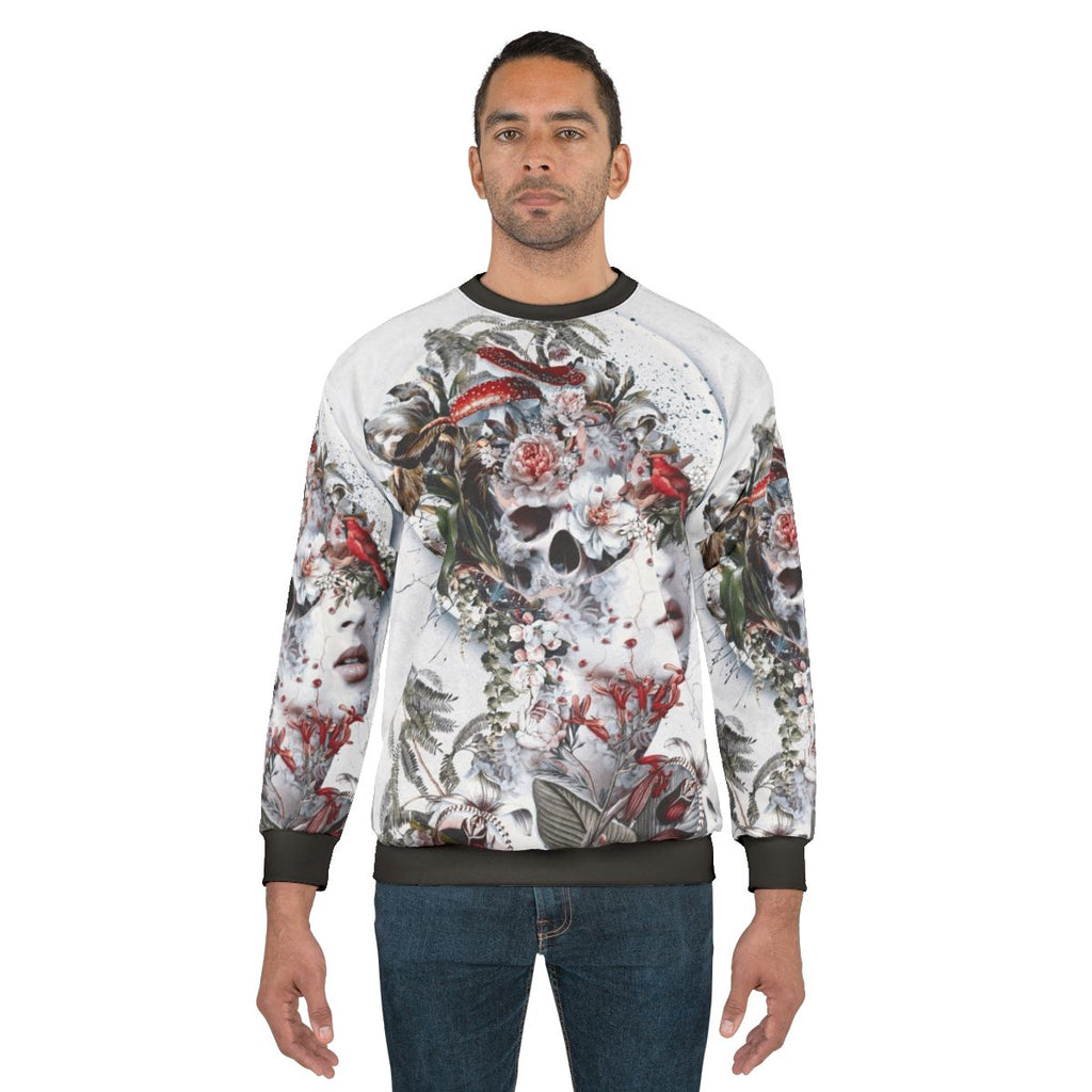 Immortal fantasy sweatshirt with surreal skull and floral design