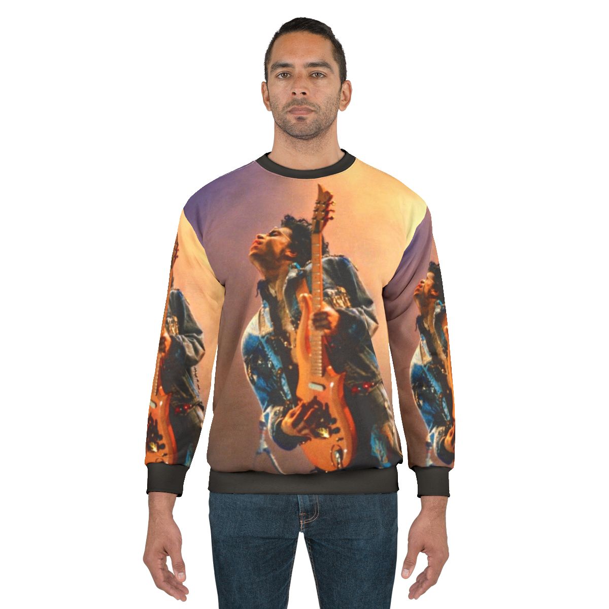 Concert sweatshirt featuring Prince and 90s music graphics