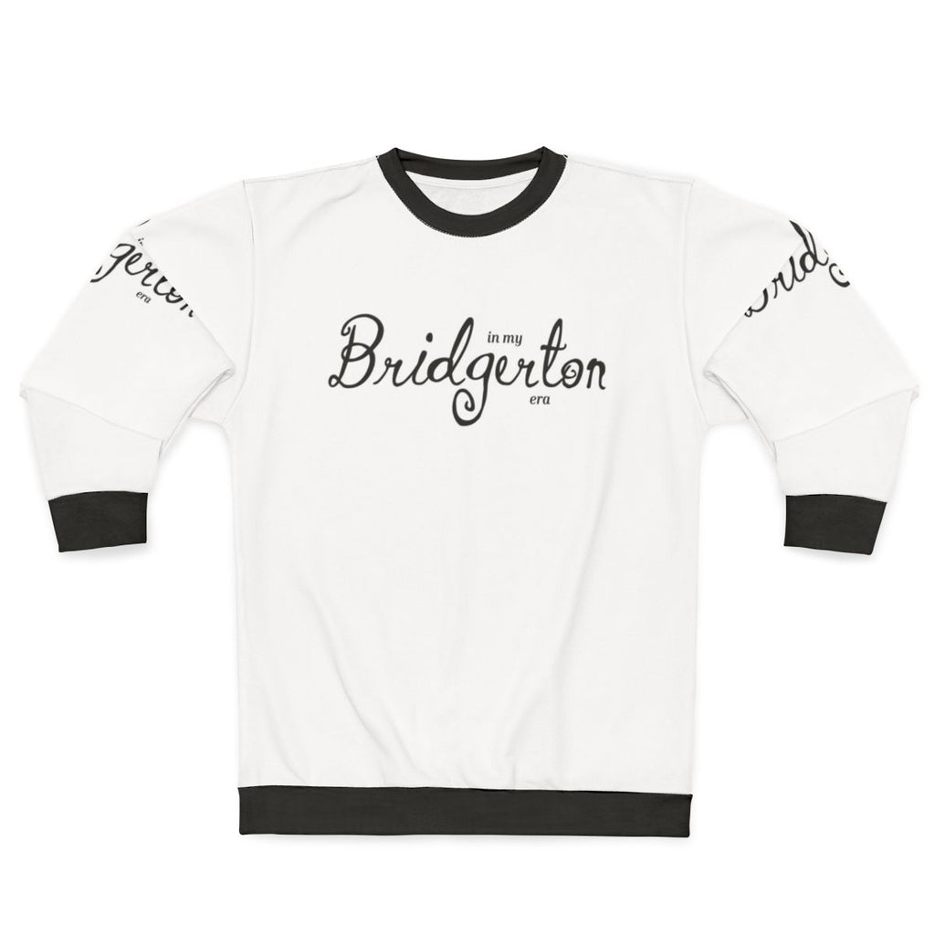 Bridgerton era black sweatshirt with Lady Whistledown inspired design