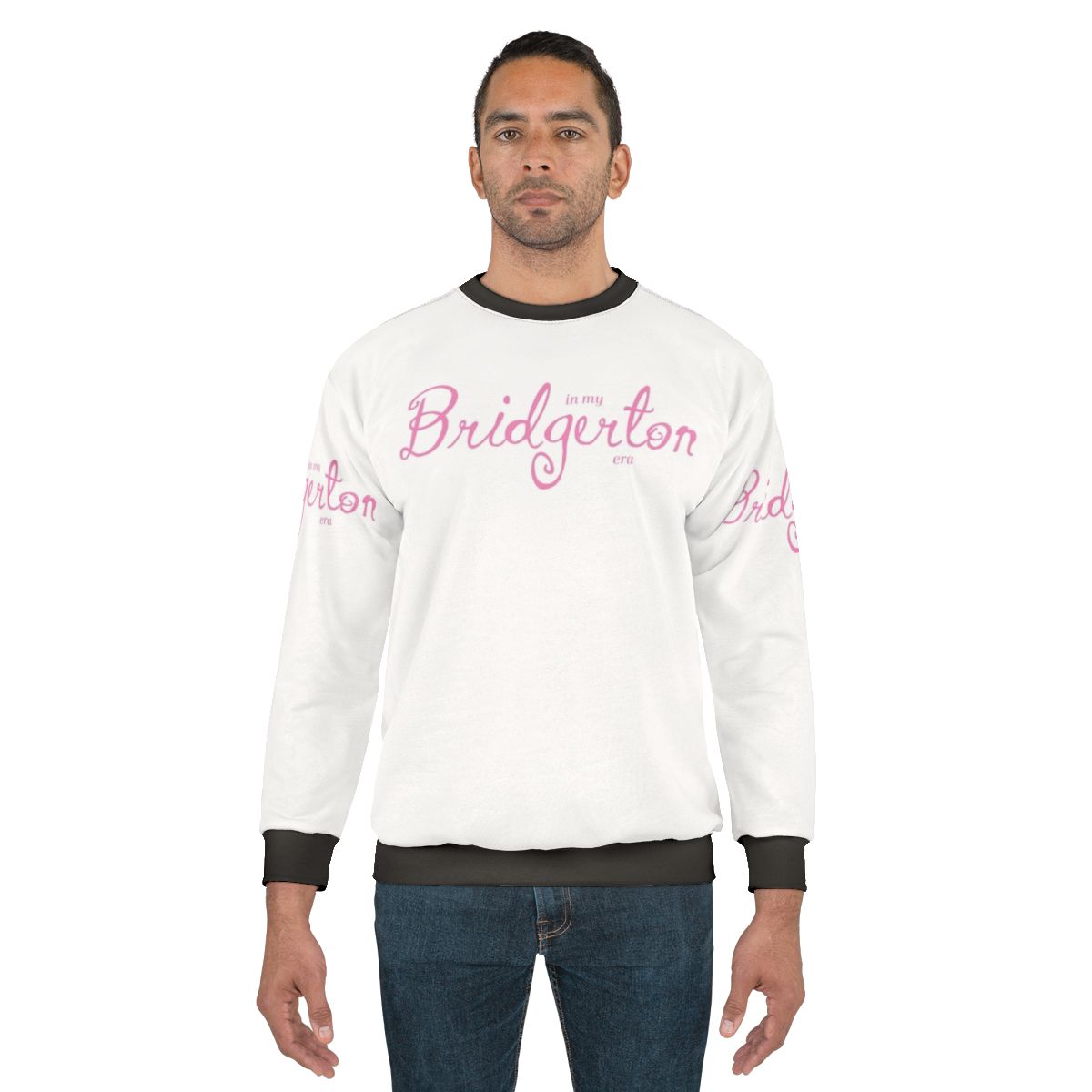 Pink sweatshirt with Bridgerton era inspired design