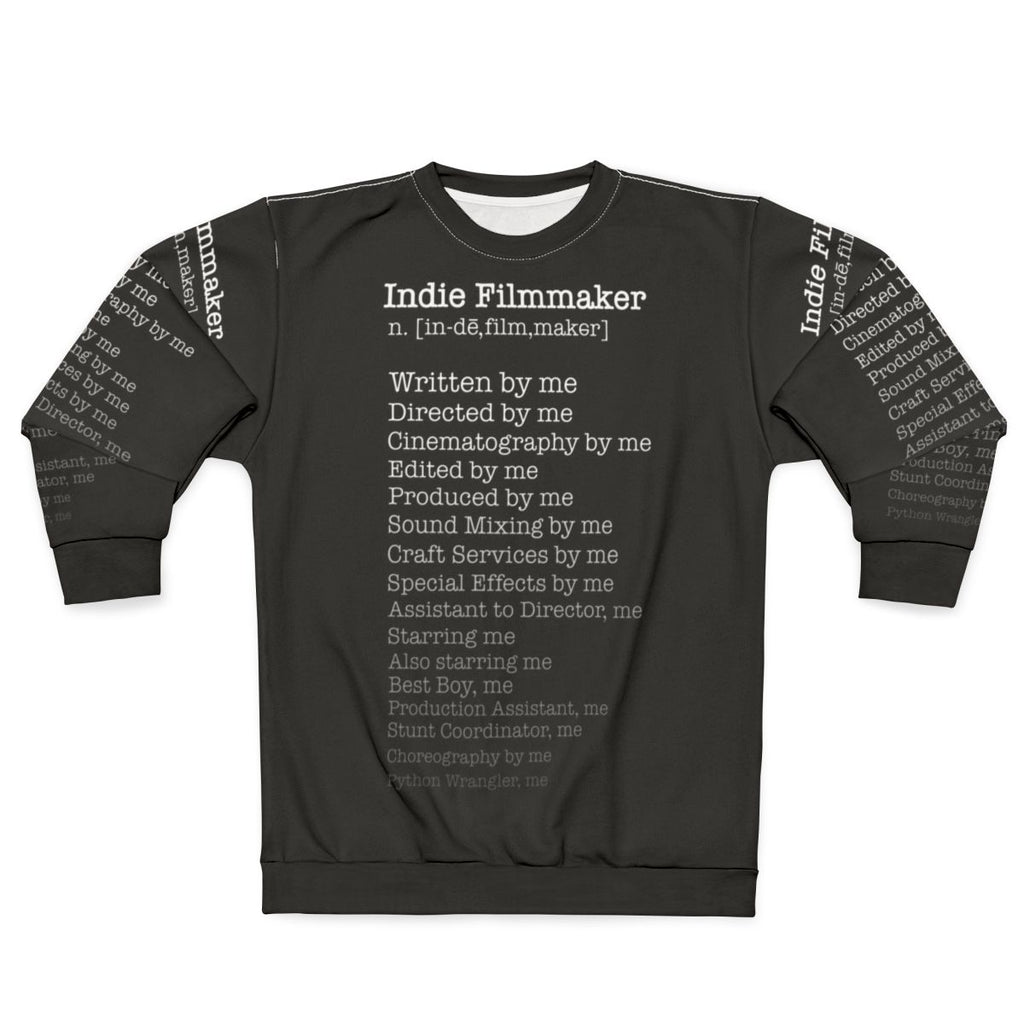 Indie filmmaker sweatshirt with filmmaking and movie-related design