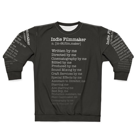 Indie filmmaker sweatshirt with filmmaking and movie-related design
